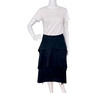 Lilia Stogova Tiered Draped Wool skirt Women Size EU40/US S
